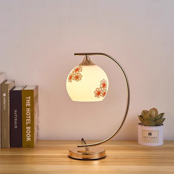 美式智能简约创意玻璃台灯书房