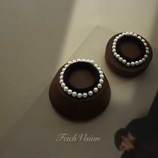 FEICH法式浪漫仿珍珠发圈 舒适不伤发马尾皮筋高弹头绳韩版发饰品