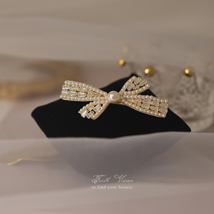 芳容丽质更妖娆～女王气质锆石弹簧夹珍珠顶夹小号马尾夹子发饰品