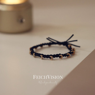 【2条装】璀璨水钻纯手工编织发圈舒适弹力可当手链气质甜美发饰