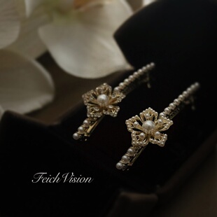 FEICH【杏花春雨】冬日繁花系列复古弹簧夹横夹后脑勺钢夹 发饰品