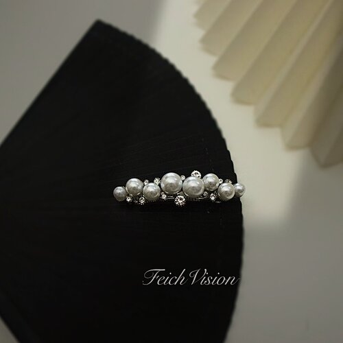 身披星斗珍珠络~温婉国风水钻发夹 FEICH甜美复古侧弹簧夹发饰品