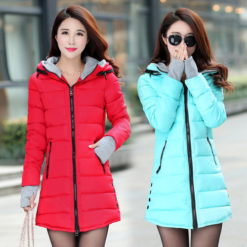 外贸品质中长款羽绒棉服修身显瘦
