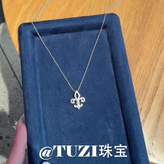 女神鸢尾花十字架项链纯银锁骨链