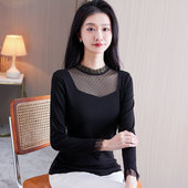 t恤蕾丝上衣潮 女内搭时髦洋气小衫 2026春秋新款 黑色莫代尔打底衫