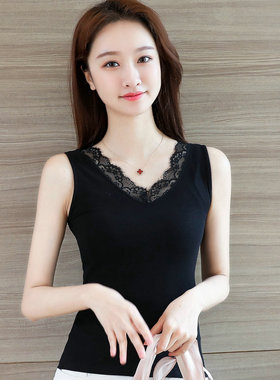 吊带背心女夏款黑色打底衫短款小背心性感内搭女蕾丝外穿小吊带衫