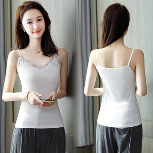 修身 小吊带衫 性感内搭女 蕾丝吊带背心女士纯色拼接打底衫 2025夏季