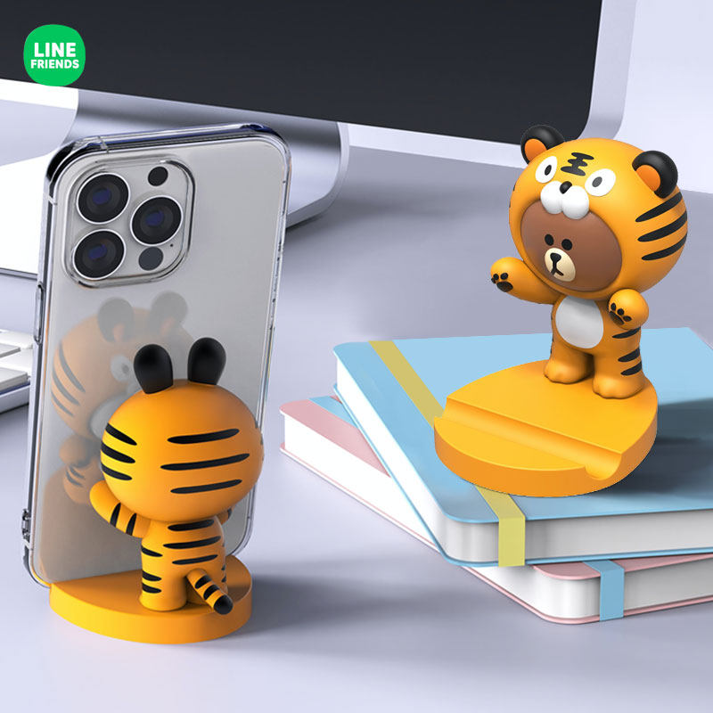 LINE FRIENDS布朗熊公仔手机支架桌面iPhone平板底座懒人名片架子