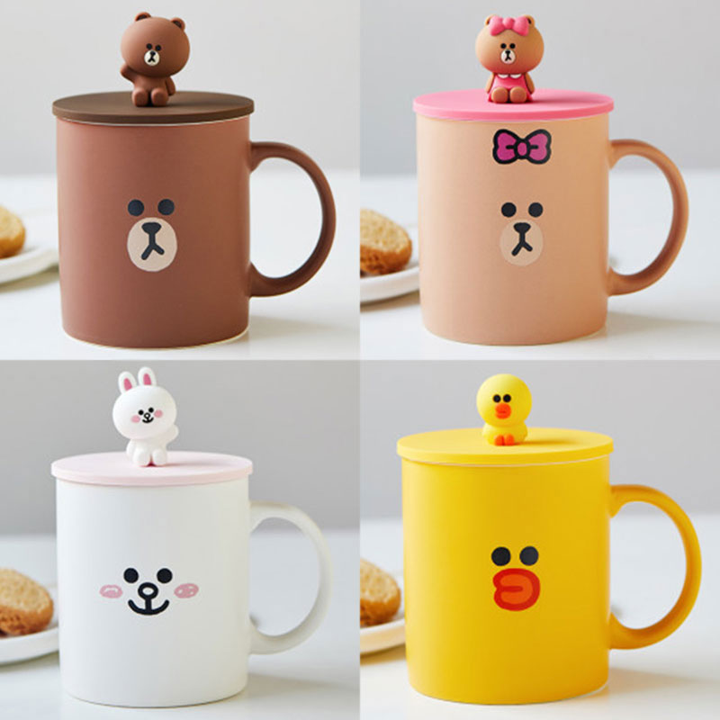 linefriends布朗熊马克杯硅胶盖