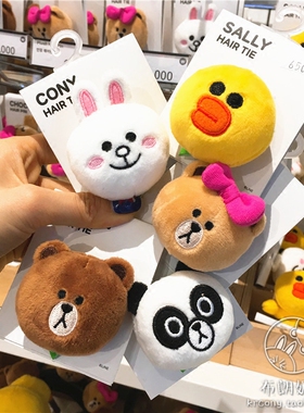 韩国采购LINE FRIENDS布朗熊头绳扎头发橡皮筋发箍发饰发圈发绳
