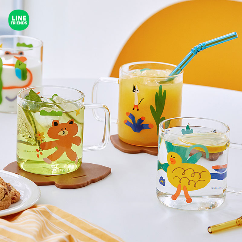 LINEFRIENDS玻璃马克杯硅胶杯垫