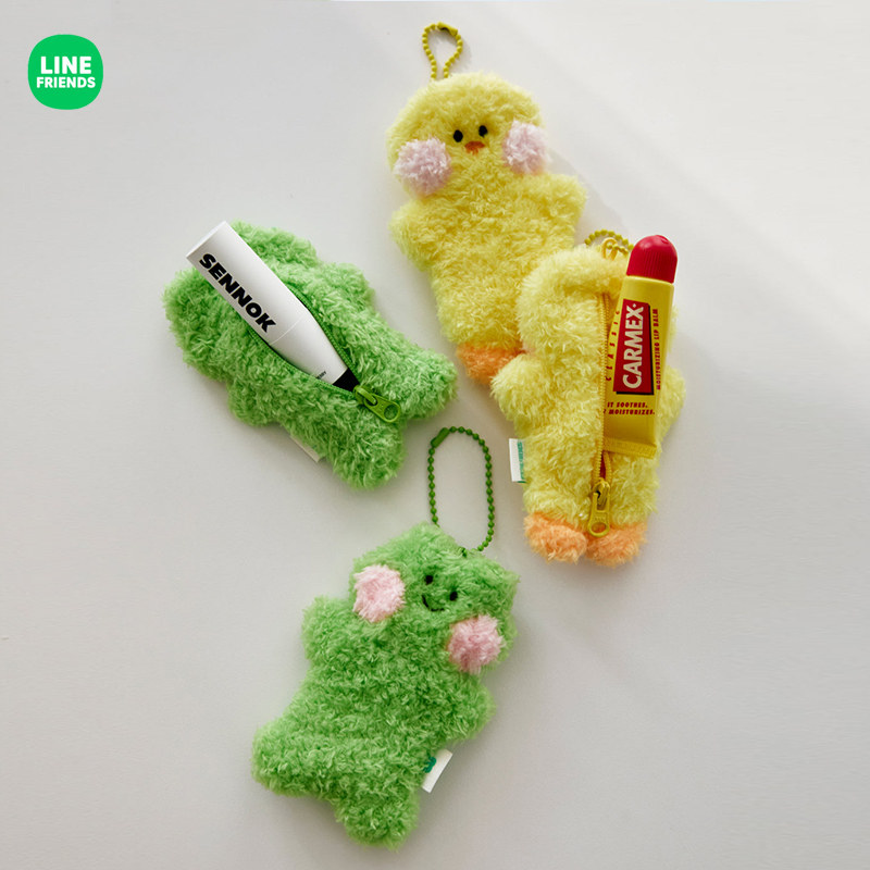 LINE FRIENDS布朗熊minini陪伴毛绒收纳包钥匙扣挂件可爱耳机包