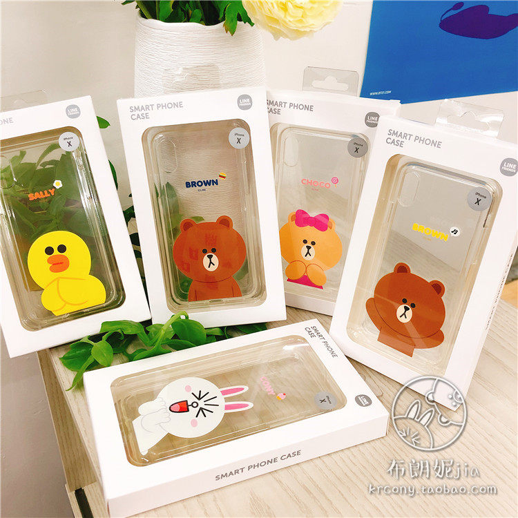 韩国LINE FRIENDS布朗熊适用于iPhoneX手机壳XS软7透明SE2保护套8P