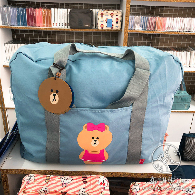 韩国LINE FRIENDS x MONOPOLY布朗熊大号旅行收纳包随身登机包