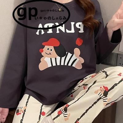 日本GP睡衣女可爱腊肠狗字母条纹