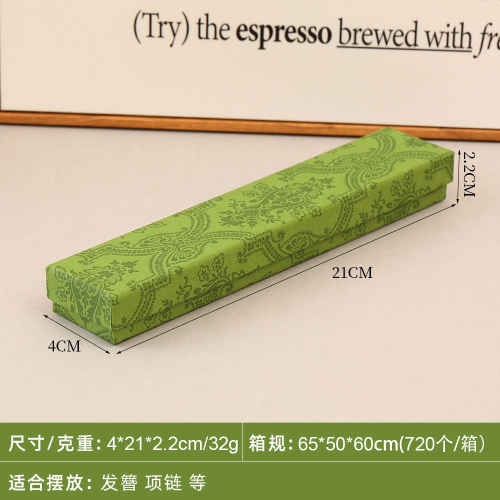 跨境古奇色长条首饰盒花纹蝴蝶结项链饰品盒印花礼品天地盖盒热销