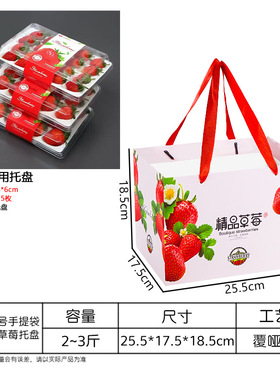 跨境草莓手提袋礼品袋手提高档2-4斤红色喜庆九九淡雪草莓通热销