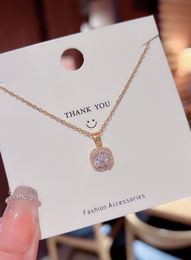 跨境钛钢水晶吊坠项链女