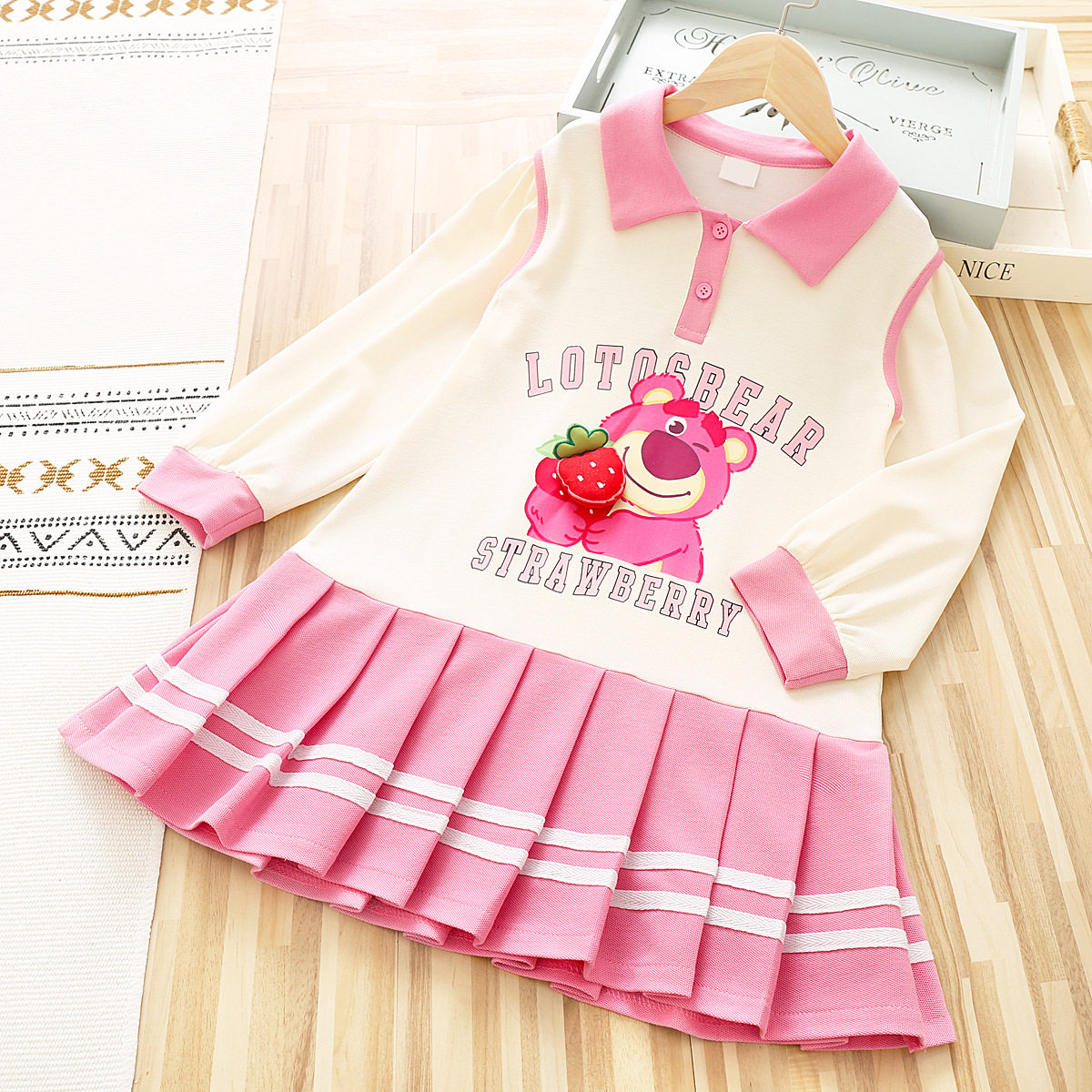 女童春装连衣裙2023新款洋气卫衣裙小女孩学院风儿童长袖公主裙子