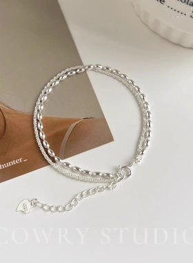 s925纯银双层满天星米粒手链女波光粼粼豆豆手串小众设计感ins风