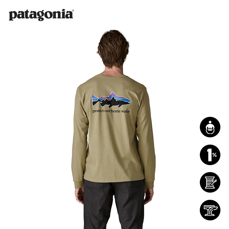 男士飞钓logo长袖T恤HomeWater Trout 37574 patagonia巴塔哥尼亚