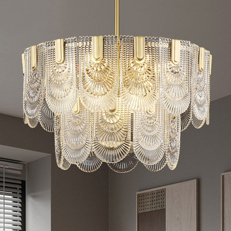 新款客厅玻璃水晶灯 意式轻奢风高档氛围感网红设计家用主厅吊灯
