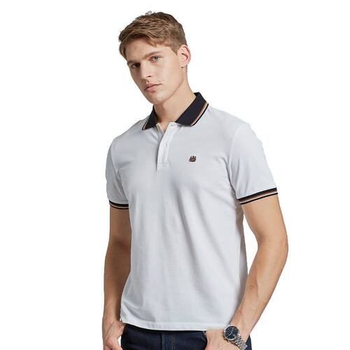 雅格狮丹Aquascutum 短袖黑色扁机领袖设计POLO衫95%棉5%氨纶PL09