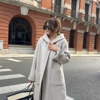 双面羊毛大衣女中长款韩版宽松