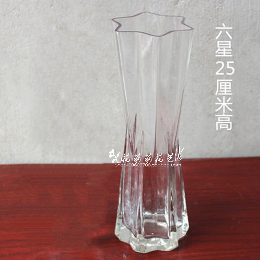 富贵竹花瓶六角玻璃花瓶花瓶厂家直销 假花插花器 透明玻璃长花瓶