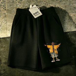 短裤 沙滩五分裤 男士 华夫格闲运动裤 中裤 潮流大码 宽松休马裤 新款