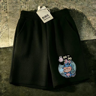 休闲运动中裤 马裤 短裤 沙滩男宽松休华夫格潮流裤 衩 夏季 大裤 五分裤