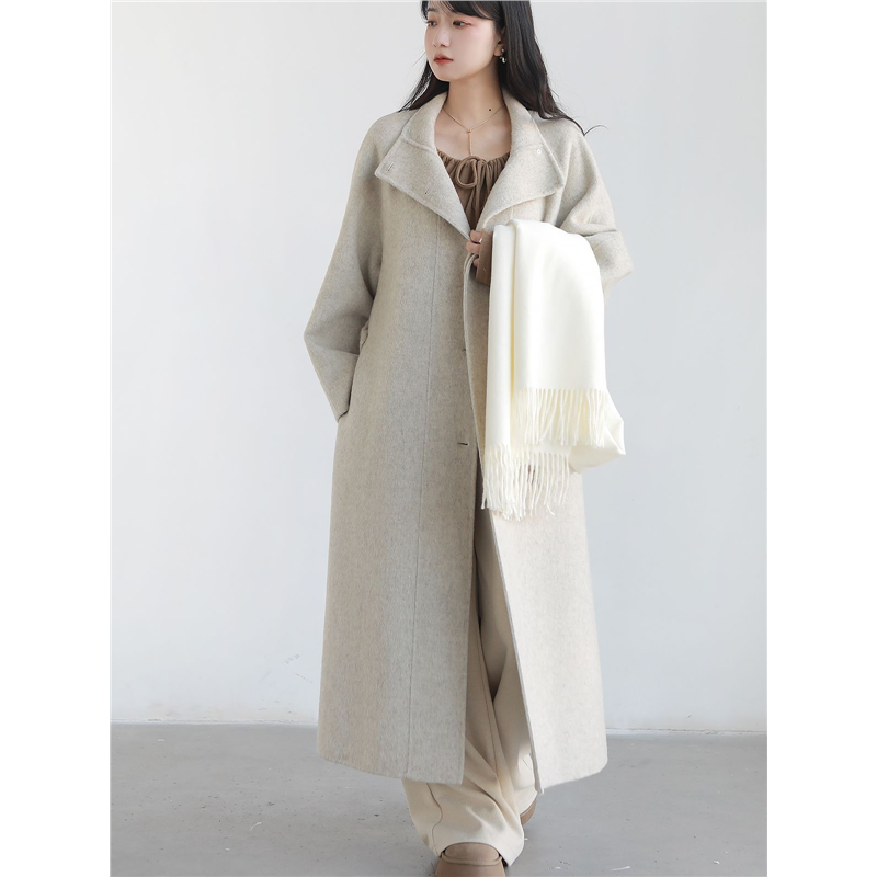 立领收腰爆款过膝双面羊绒大衣女中长款慵懒风时尚羊毛呢外套,女装/女士精品,毛呢外套,淘宝优惠券,粉丝福利购,淘宝优惠卷