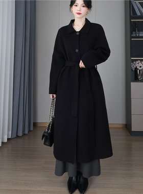 韩版时尚2025秋冬季羊毛外套女高级感长款双面羊绒呢子大衣