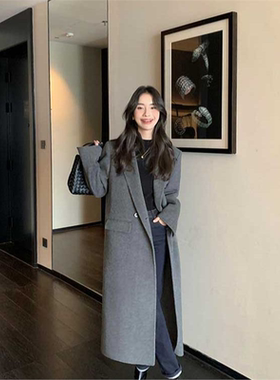 双面毛呢2025季秋冬新款韩版大衣女正肩中长款时尚直筒呢子外套
