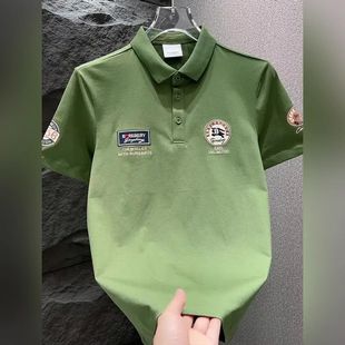 polo衫 t恤韩版 翻领短袖 男潮牌夏季 百搭体恤上衣 修身 潮流2023新款
