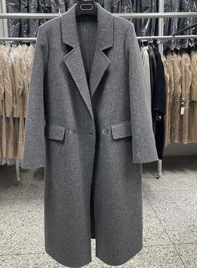 潮流时尚新款2025韩版双面毛呢大衣女正肩中长款时尚直筒呢子外套
