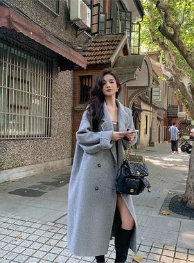 双面毛呢大衣女中长款2025年秋冬新款高级感温柔气质保暖毛呢外套