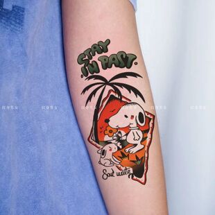 夏日卡通花臂old 贴纸遮疤 school彩色纹身贴男女持久防水学生款