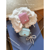 原创设计AirPodspro耳机套可爱少女珍珠蝴蝶结二代温柔纯色韩系菲林壳airpods4 2苹果耳机保护壳