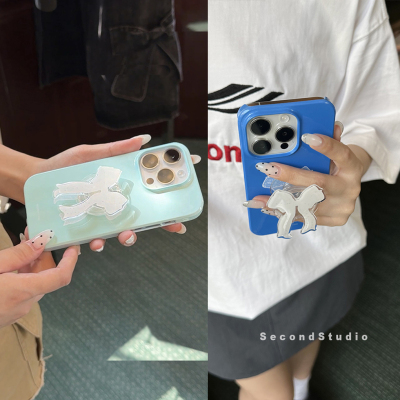 小众蕾丝蝴蝶结气囊支架苹果壳