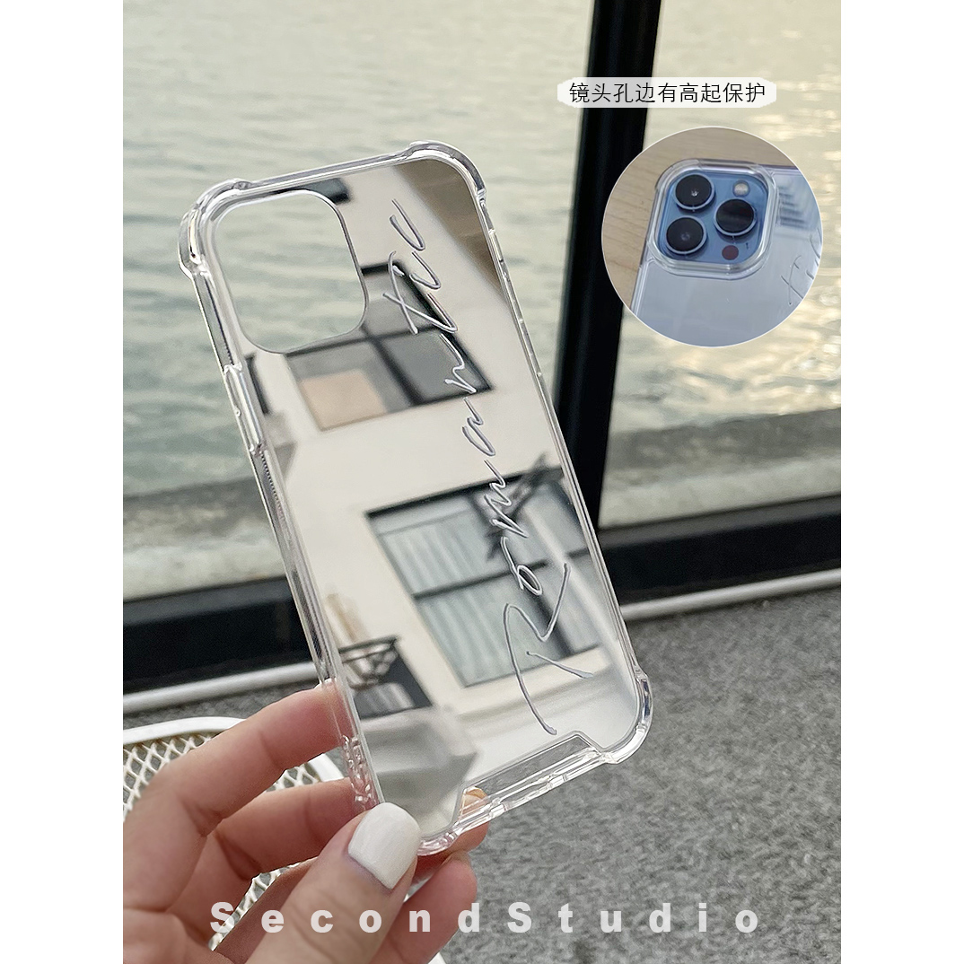 原创小众简约iPhone15pro镜面壳14全包防摔12苹果14proMax手机壳13pro 3C数码配件 手机保护套/壳 原图主图