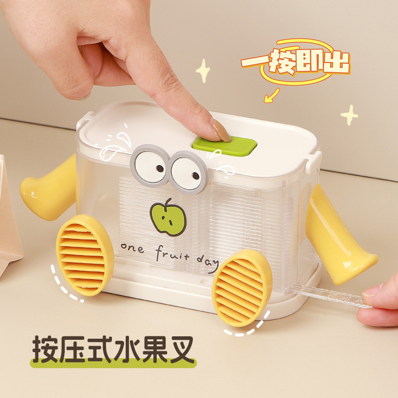 按压一次性水果叉方便卫生颜值高