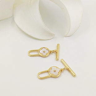 项链贝母锁块四叶草项链扣18K包金ot扣保色diy饰品配件珍珠手链扣