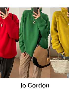 【SALE】CETTCE 现货 Jo Gordon 秋冬高领纯色宽松厚羊毛针织毛衣
