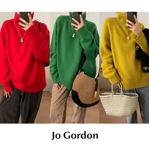 【SALE】CETTCE 现货 Jo Gordon 秋冬高领纯色宽松厚羊毛针织毛衣