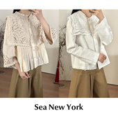 刺绣镂空海军领短外套蕾丝衬衫 CETTCE 上衣 New York 现货 Sea