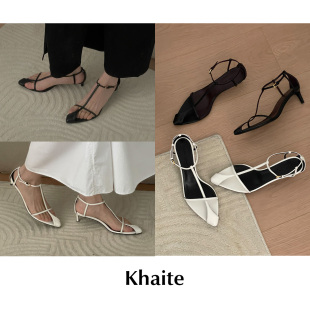Bella釉面山羊皮低跟尖头细带凉鞋 CETTCE 秀款 Khaite 现货
