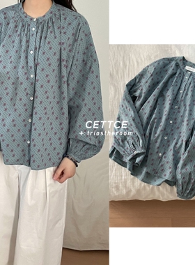 【SALE】CETTCE 现货 Skall Studio 碎花圆领长袖衬衫上衣 Cilla