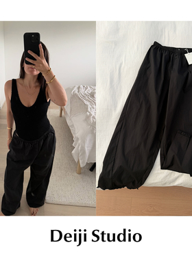 CETTCE 现货 Deiji Studio 纯棉松紧腰荷叶边直筒长裤 Flounce