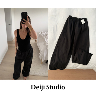 纯棉松紧腰荷叶边直筒长裤 CETTCE Studio Deiji Flounce 现货